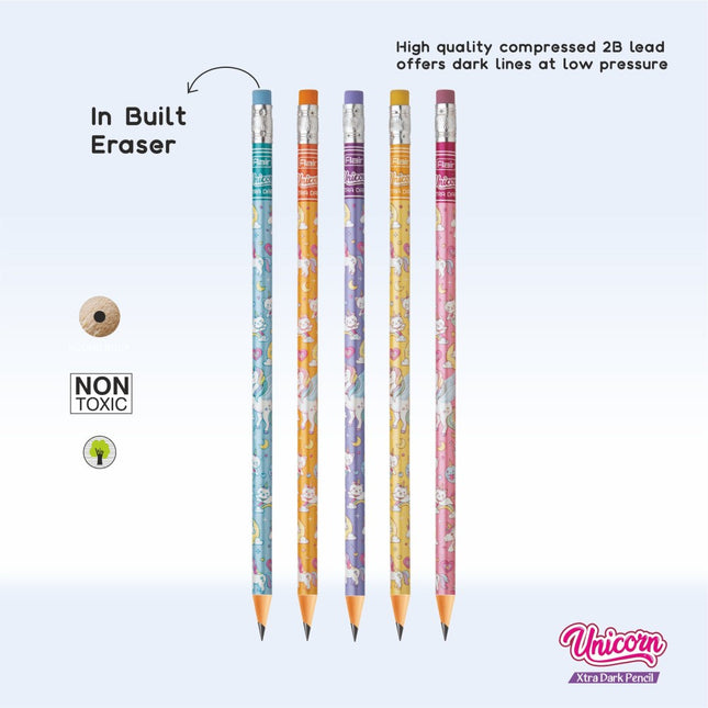Flair Creative Unicorn Extra Dark Pencils | Includes Eraser and Sharpener