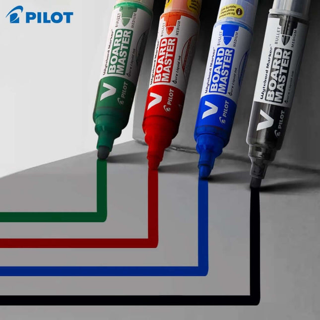 Pilot V Board Master Medium Bullet Tip White Board Marker with Replacable Tip & Ink Cartridge