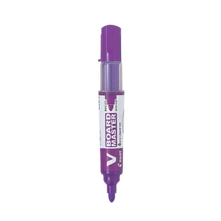 Pilot V Board Master Medium Bullet Tip White Board Marker with Replacable Tip & Ink Cartridge in purple color
