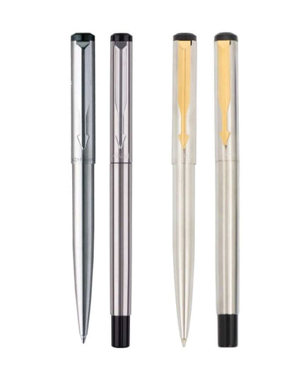 Parker Vector Stainless Steel Fountain Pen and Ball Pen Set | Ink Colour - Blue