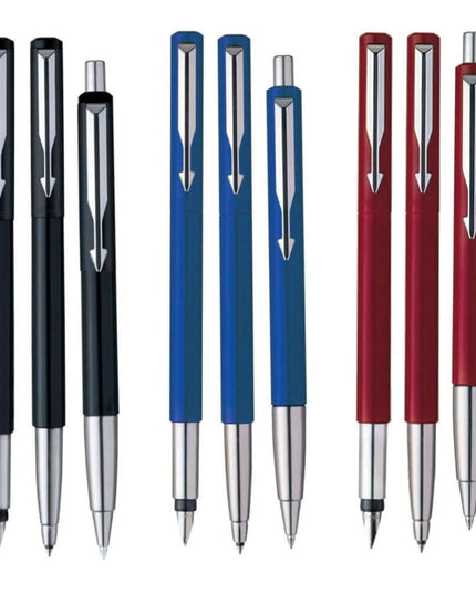 Parker Vector Standard Ball Pen, Roller Ball Pen and Fountain Pen Set | Ink Colour - Blue