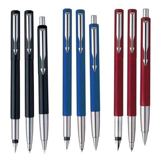 Parker Vector Standard Ball Pen, Roller Ball Pen and Fountain Pen Set | Ink Colour - Blue