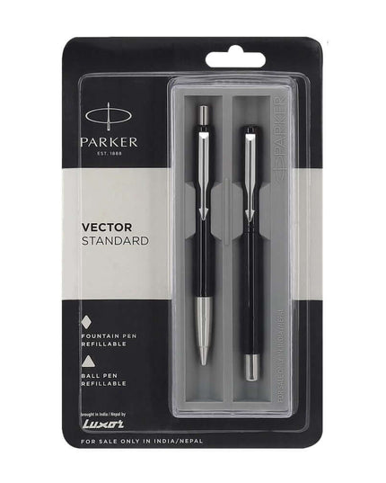 Parker Vector Standard CT Fountain Pen and Ball Pen Set | Ink Colour - Blue