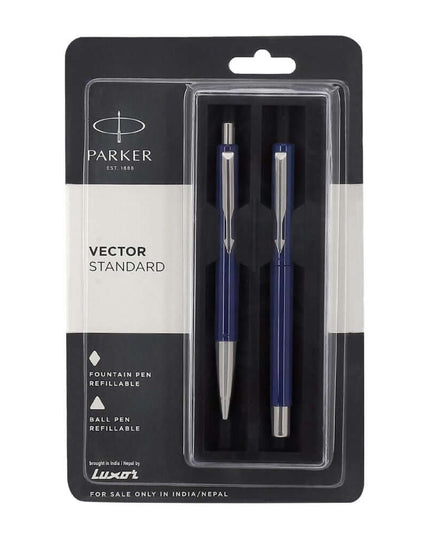 Parker Vector Standard CT Fountain Pen and Ball Pen Set | Ink Colour - Blue