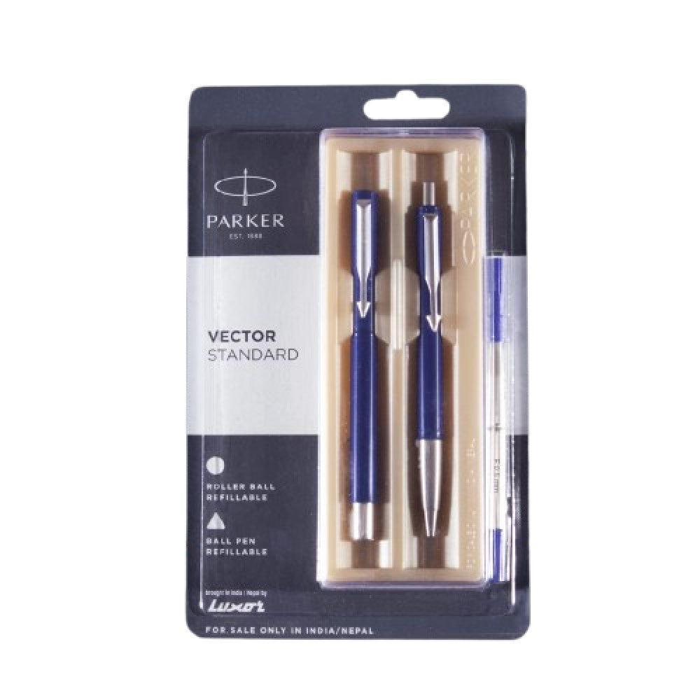 Parker Vector Standard CT Roller Ball Pen and Ball Pen Set | Ink Colour - Blue
