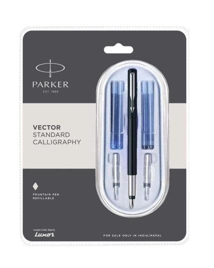 Parker Vector Standard Calligraphy Fountain Pen, 7 Pieces Set