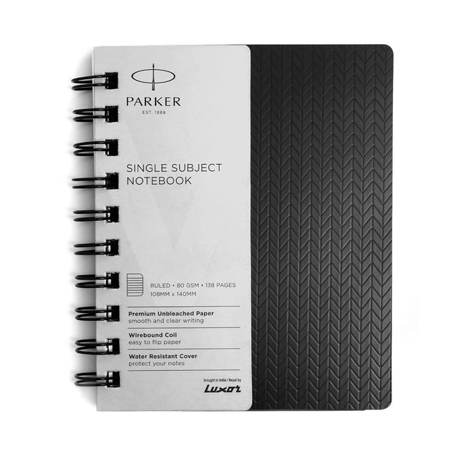 Parker Premium Wiro Note Book Silver | Single Subject | Size - 10.8cm x 14cm on a white background.