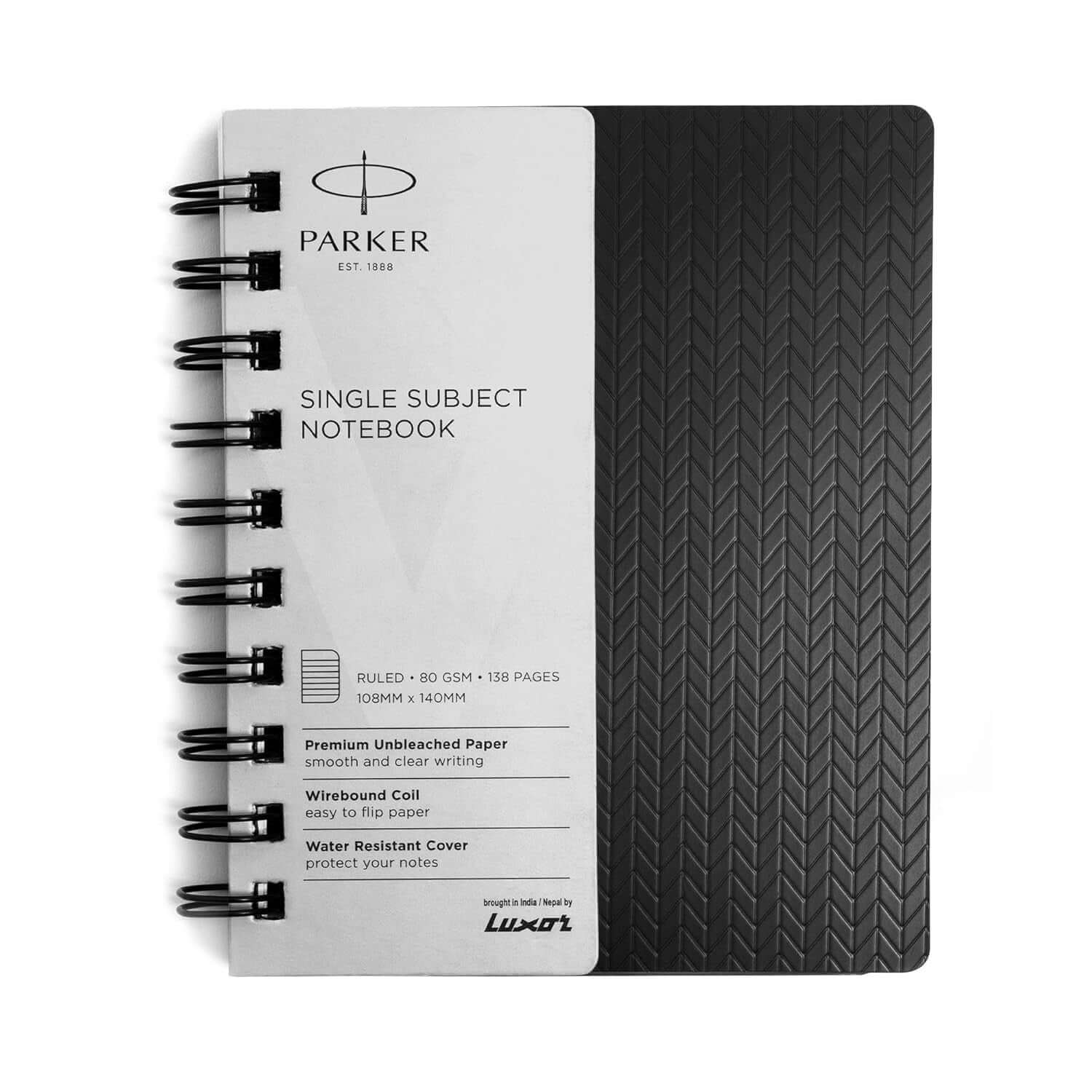Parker Premium Wiro Note Book Silver | Single Subject | Size - 10.8cm x 14cm on a white background.