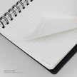 Parker Premium Wiro Note Book Silver with Blue Tabs | 4 Subject | Size - 10.8cm x 14cm showing interior pages and spiral binding.