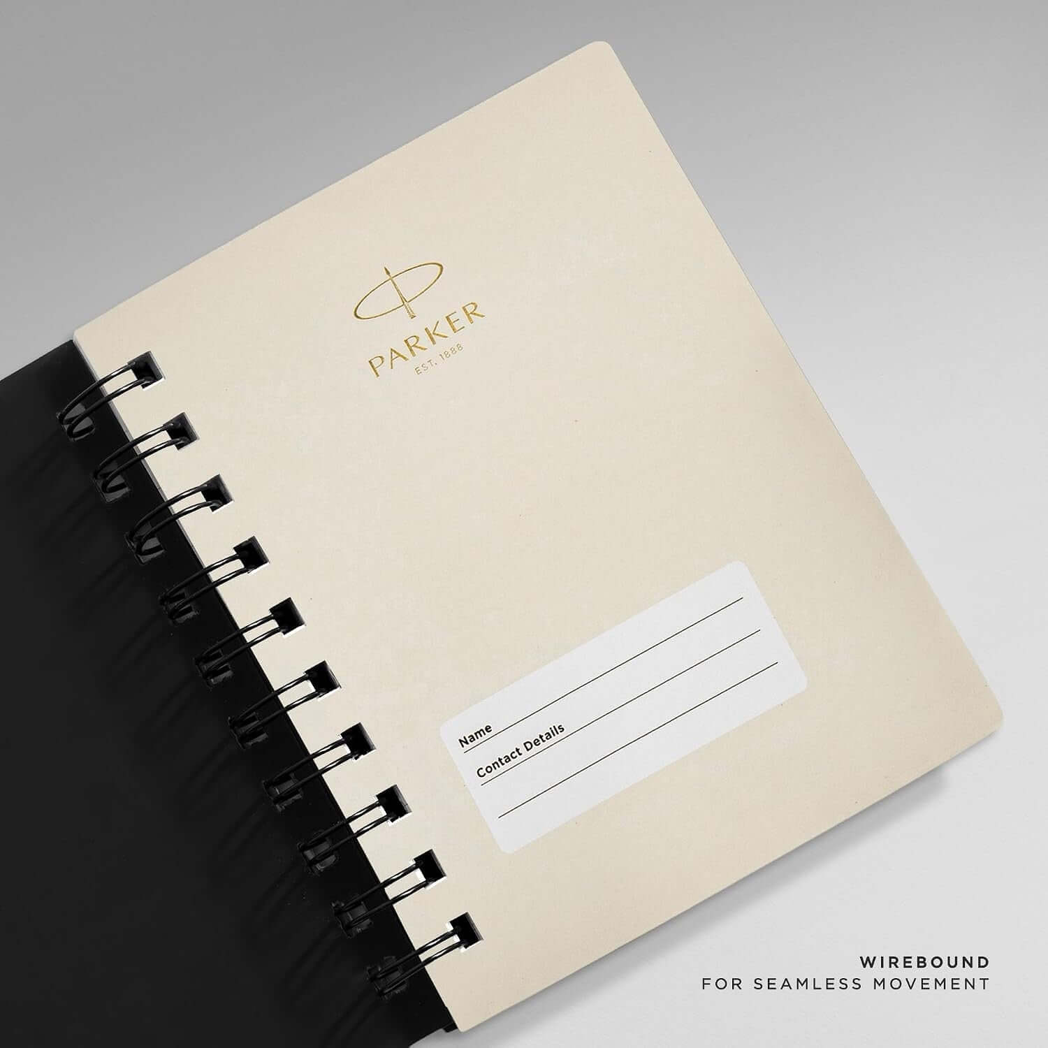 Parker Premium Wiro Note Book Gold | Single Subject | Size - 10.8cm x 14cm, wirebound for seamless movement.