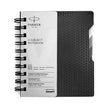 Parker Premium Wiro Note Book Silver with Black & Grey Tabs | 4 Subject | Size - 10.8cm x 14cm