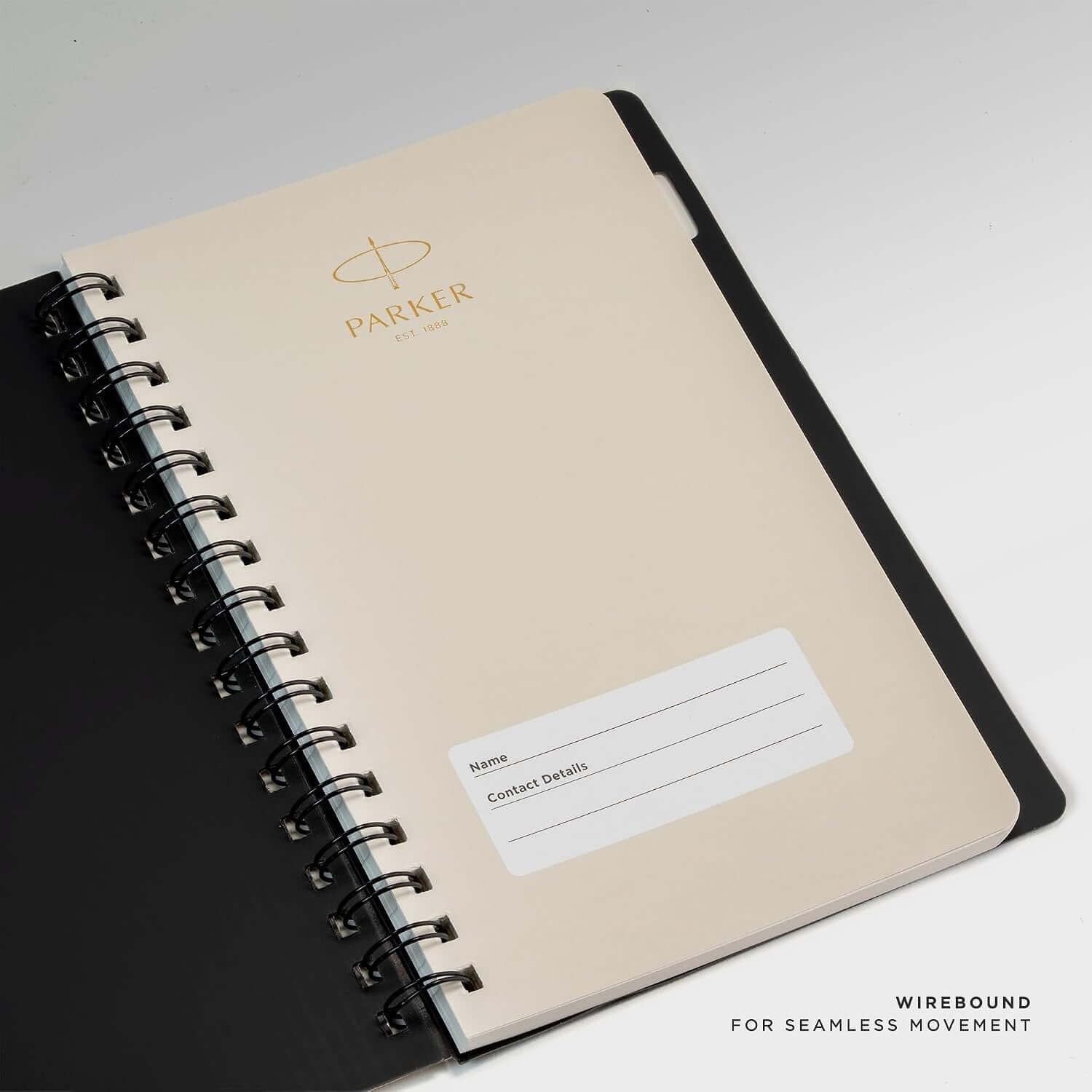 Parker Premium Wiro Note Book Gold | Single Subject | Size - 14cm x 21.6cm open showing wirebound design