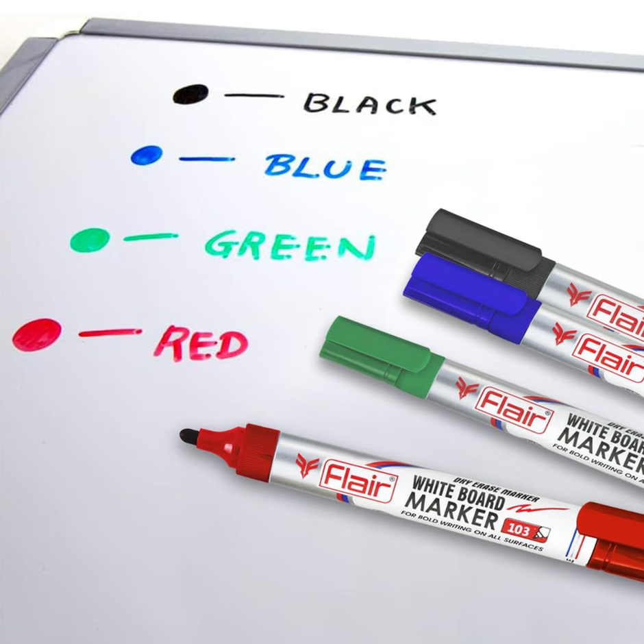 Flair White Board Marker Pen | Ink Colour - Blue, Black, Red and Green
