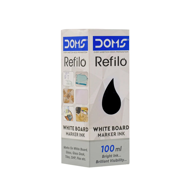 DOMS White Board Marker Ink 100 ml packaging, ideal for vibrant writing on various surfaces.