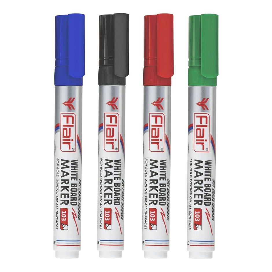 Flair White Board Marker Pen | Ink Colour - Blue, Black, Red and Green