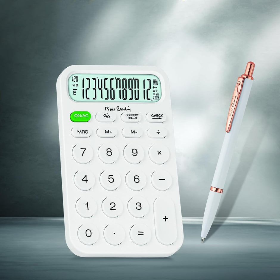 Pierre Cardin White Stallion Gift Set | Set of Calculator and Ball Pen