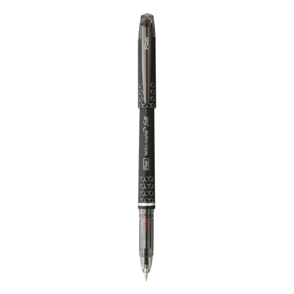 Flair Writometer Silk Ball Pen | Ink Colour - Blue and Black, featuring ergonomic design and gunmetal finish.