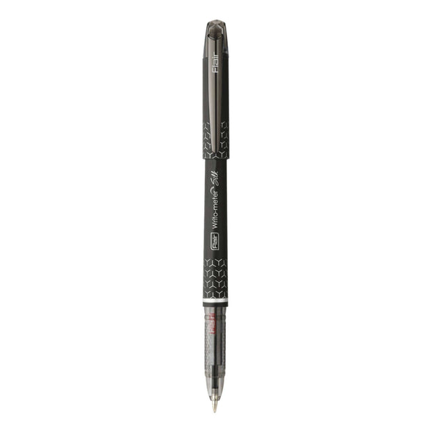 Flair Writometer Silk Ball Pen | Ink Colour - Blue and Black, featuring ergonomic design and gunmetal finish.