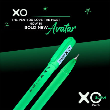 Hauser XO Glow Ball Pen | Pack of 20 | Blue -16, Black - 3, Red - 1