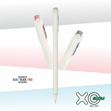 Hauser XO Glow Ball Pen | Pack of 20 | Blue -16, Black - 3, Red - 1