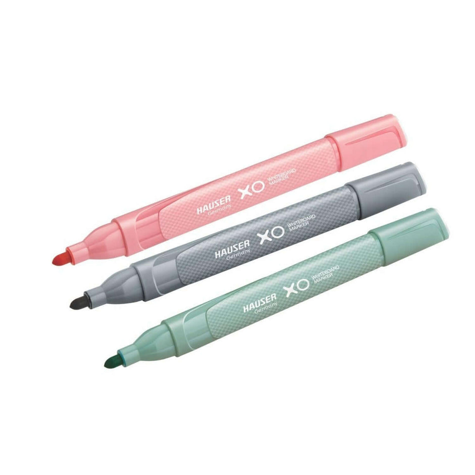 Hauser Artz XO Magnetic Whiteboard Duster Marker Set | Set of 3 Markers & 1 Duster with vibrant colors for clear writing