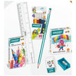 Hauser Artz Yo-Yo Kit | Stationery Kit of 7 Assorted Items featuring mini color pencils, wax crayons, and more.