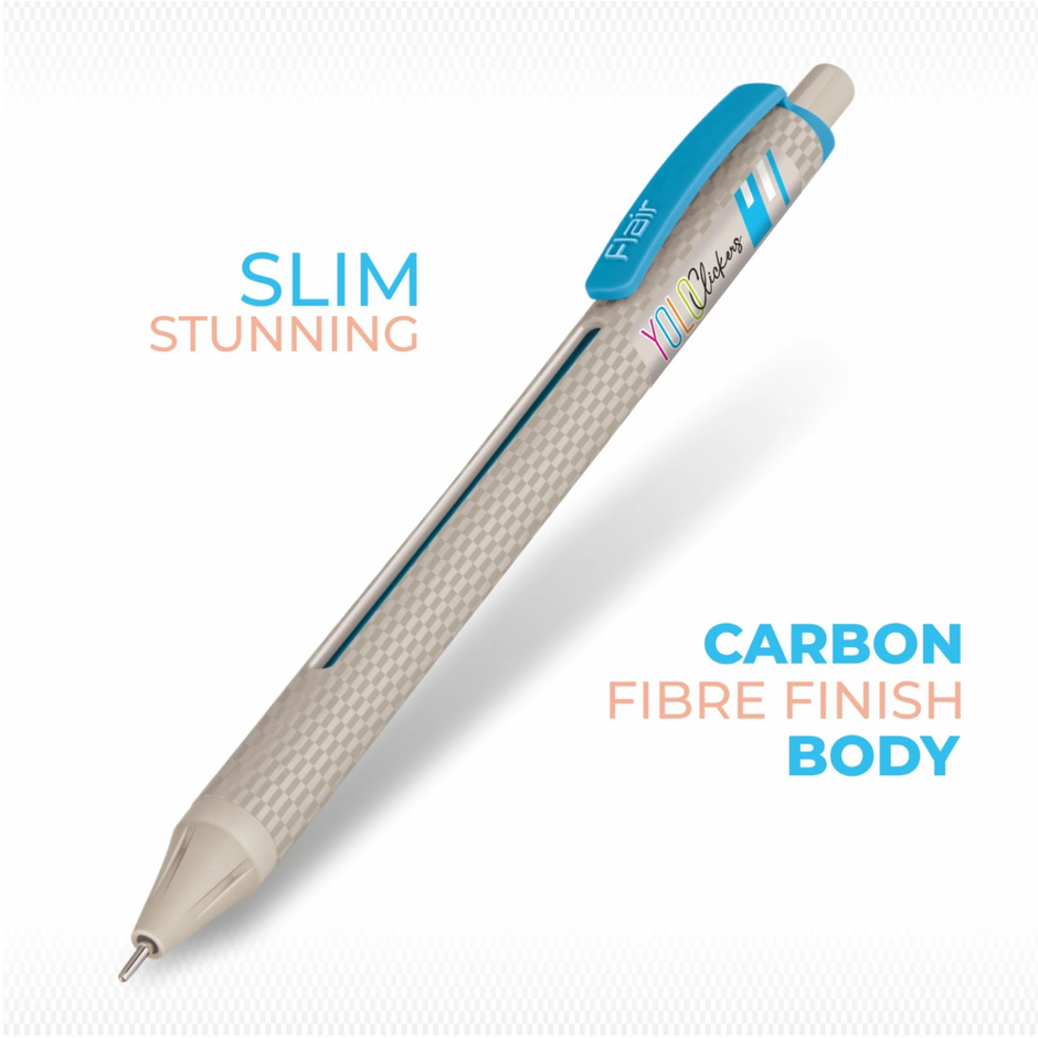 Flair Yolo Clicker Ball Pen | Pack of 50 | Ink Colour - Blue, Black and Red