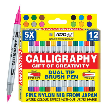 Add Gel Calligraphy Twin Tip Brush Pen Set - 12 - Brush Pens