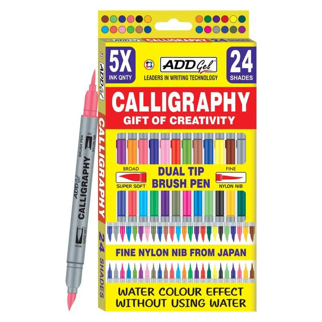 Add Gel Calligraphy Twin Tip Brush Pen Set - 24 - Brush Pens
