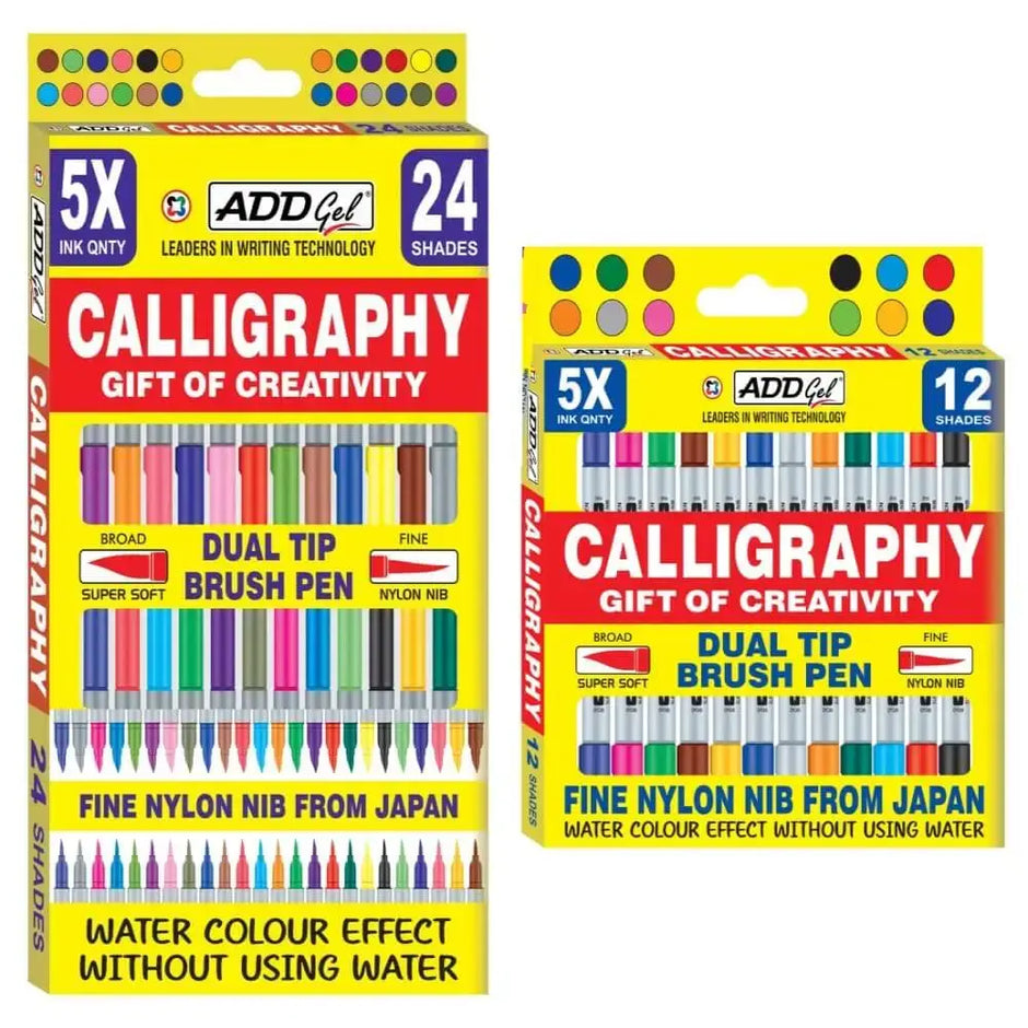 Add Gel Calligraphy Twin Tip Brush Pen Set - Brush Pens