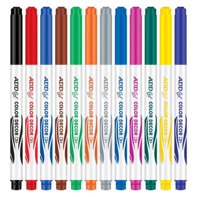 Add Gel Colour Decor Sketch Pen 12 Shades Assorted Set - Sketch Pens