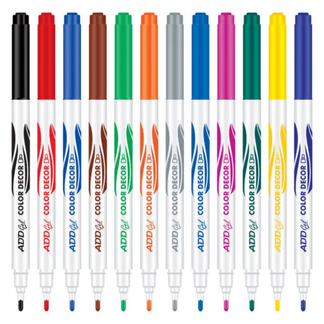 Add Gel Colour Decor Sketch Pen 12 Shades Assorted Set - Sketch Pens