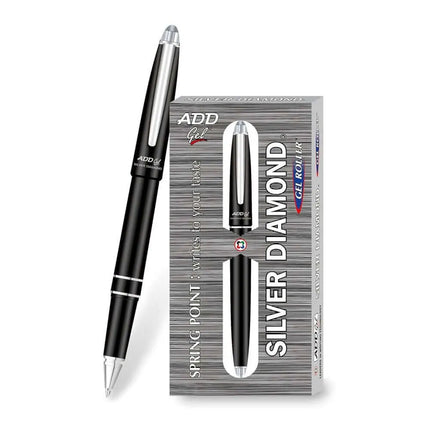 Add Gel Silver Diamond Gel Roller Ball Pen - Blue - Roller Ball Pens