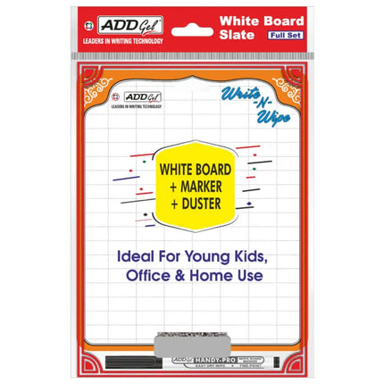 Add Gel White Board Slate with Marker and Duster - White Board