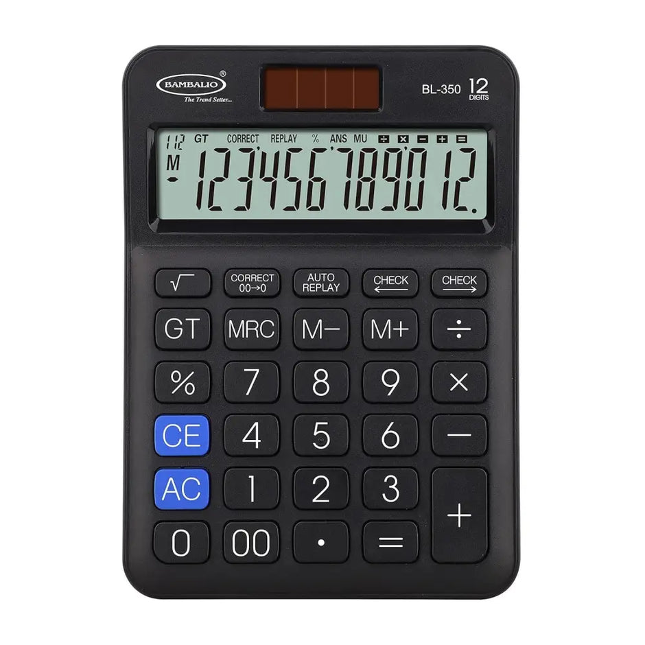 Bambalio BL-350 12 Digits Desktop Calculator - Black - Calculators