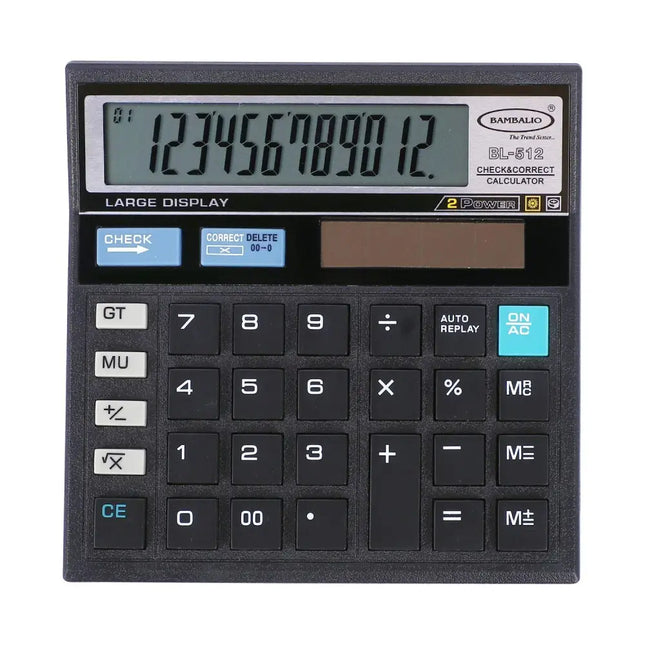 Bambalio BL-512 12 Digits Desktop Calculator - Black - Calculators