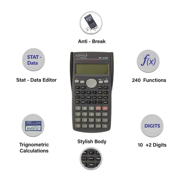 Bambalio BL-82MS Scientific Calculator | 240 Functions and 2 Line Display - Calculators