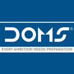 Blue background with white ’doms’ logo and the tagline ’every ambition needs preparation.’