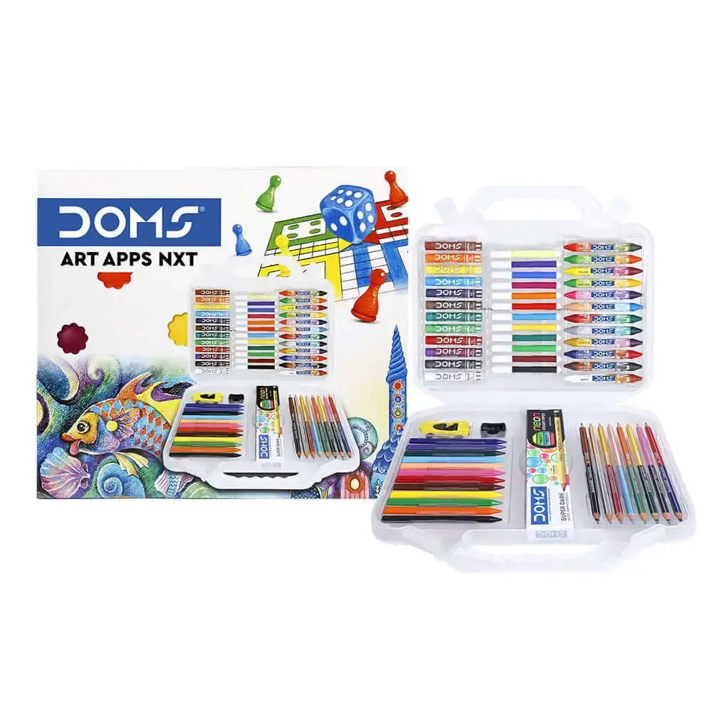 DOMS Art Apps Nxt Kit With Plastic Carry Case | Combination of 9 Stationery Items - Art Kits