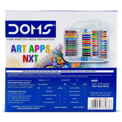 DOMS Art Apps Nxt Kit With Plastic Carry Case | Combination of 9 Stationery Items - Art Kits