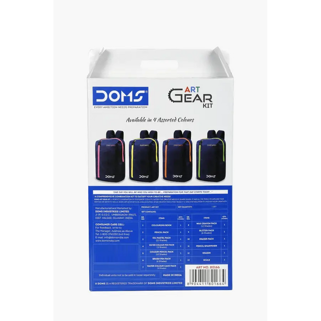 DOMS Art Gear Kit | Comes With Zipper Bag | Combination of 13 Stationery Items - Art Kits