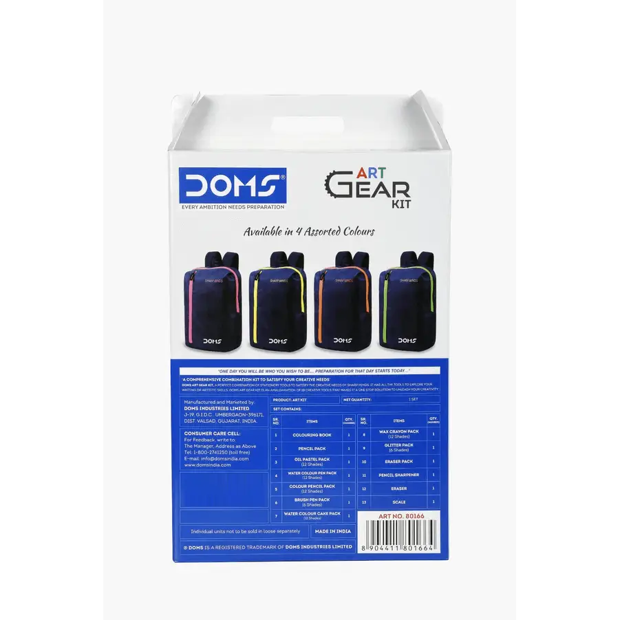 DOMS Art Gear Kit | Comes With Zipper Bag | Combination of 13 Stationery Items - Art Kits
