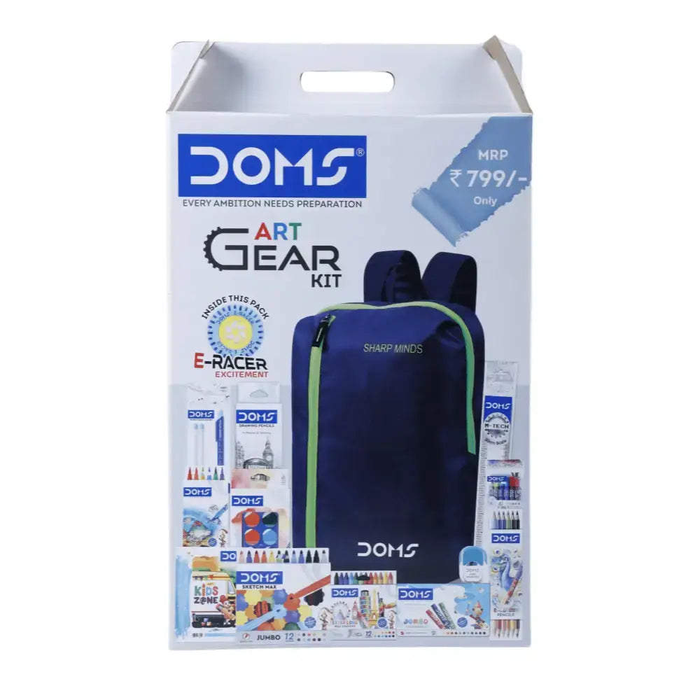 DOMS Art Gear Kit | Comes With Zipper Bag | Combination of 13 Stationery Items - Art Kits