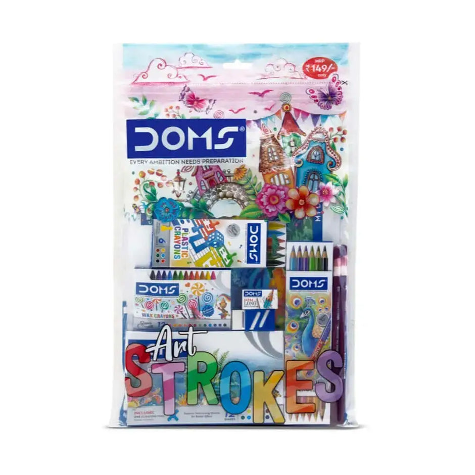 DOMS Art Strokes Kit | Combination of 8 Stationery Items - Art Kits