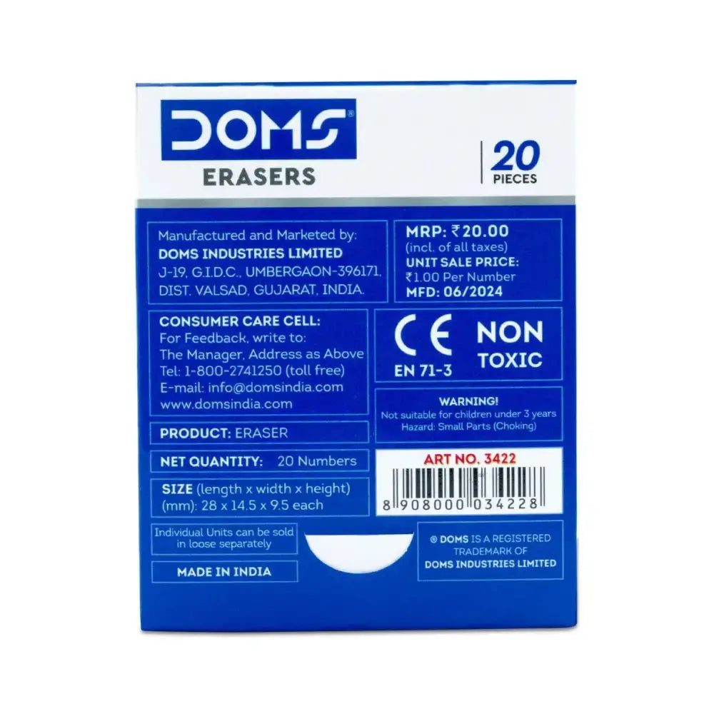 DOMS Eraser | Pack of 20 - Erasers