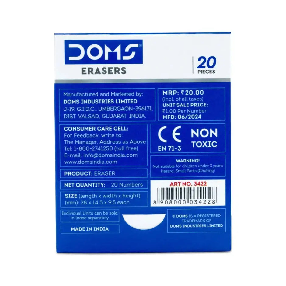 DOMS Eraser | Pack of 20 - Erasers