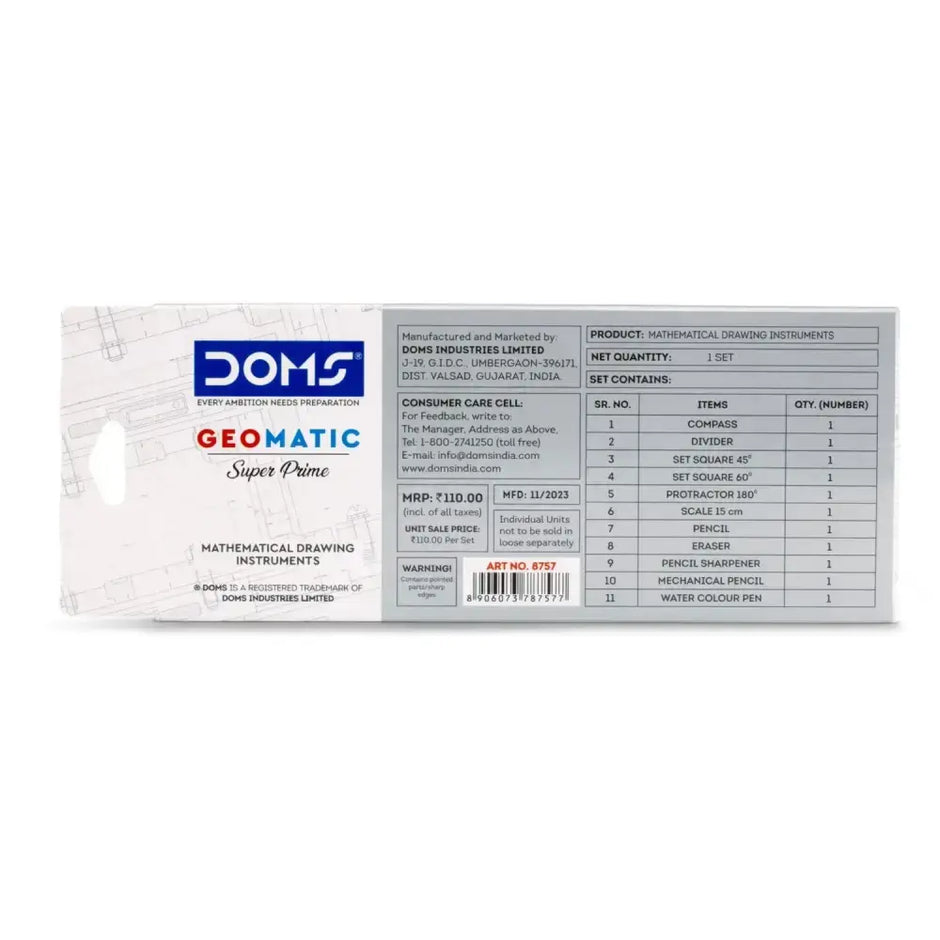 DOMS Geomatic Mathematical Drawing Instruments Box - Geometry Box