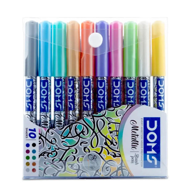 DOMS Metallic Brush Pen Set of 10 Shades - Brush Pens