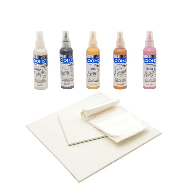 DOMS Metallic Fluid Acrylic Colours Kit - Art Kits