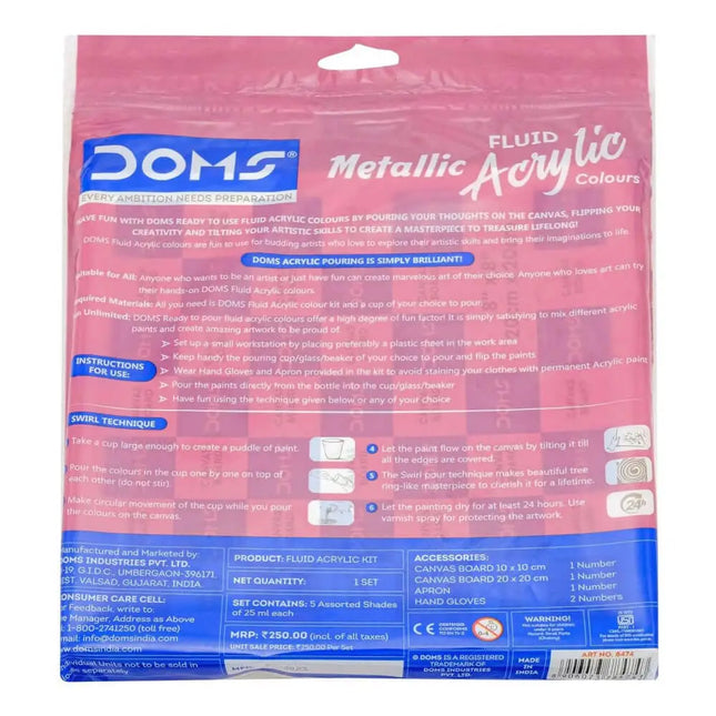 DOMS Metallic Fluid Acrylic Colours Kit - Art Kits